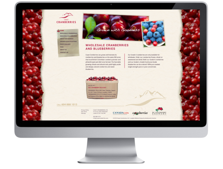 Coast Cranberries Ltd. Website